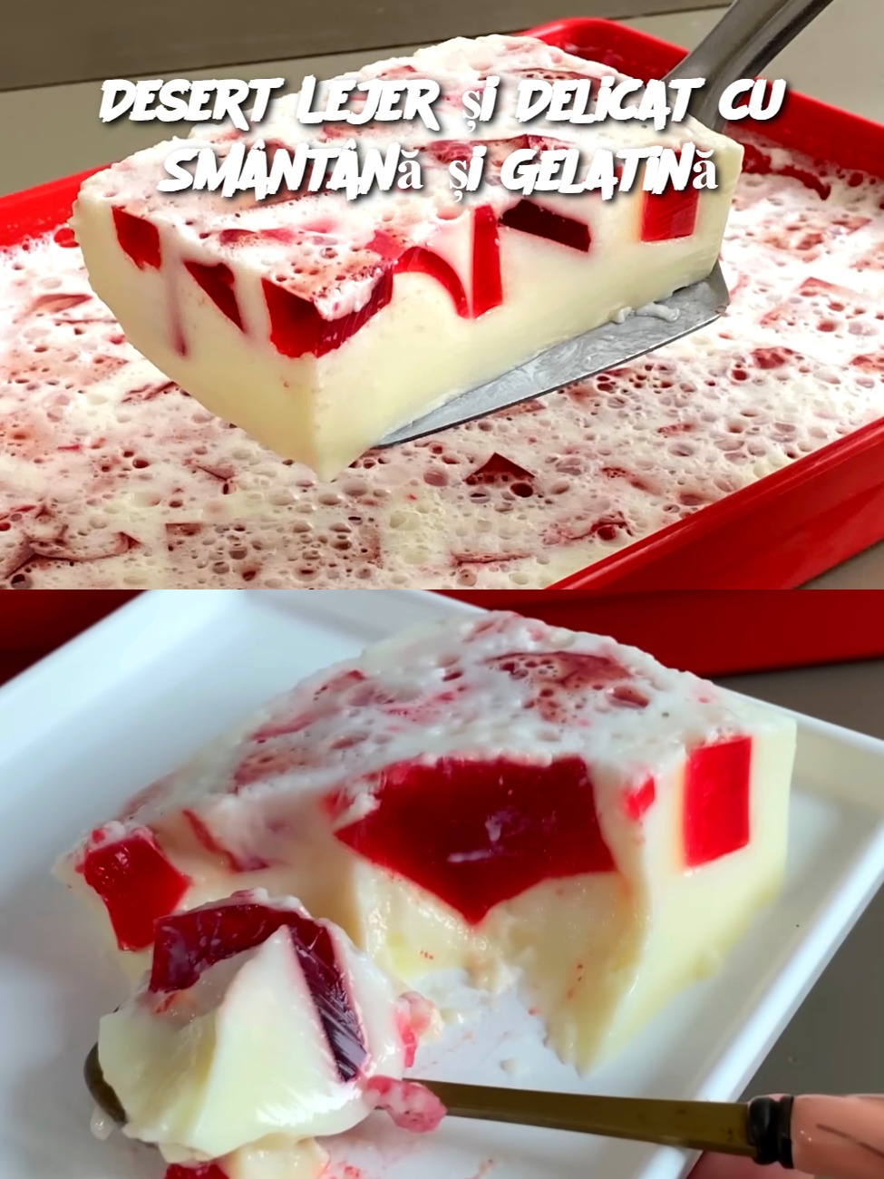 Desert Lejer și Delicat cu Smântână și Gelatină